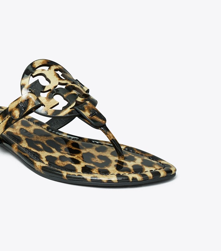 Beige Leopard Women's Tory Burch Miller Sandal, Printed Patent Leather Sandals | 71045TDMX