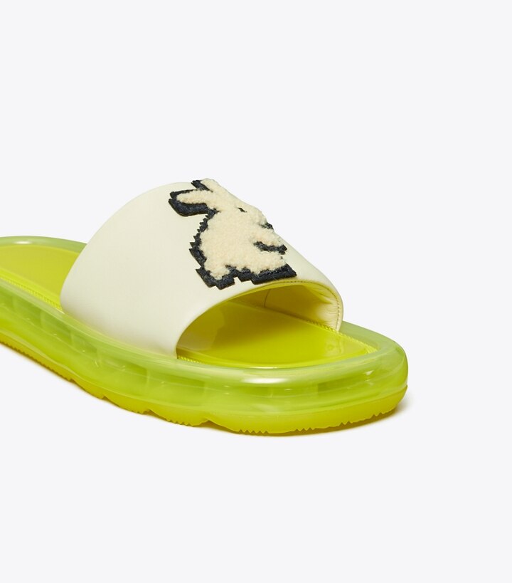 Green Light Cream Women's Tory Burch Rabbit Bubble Jelly Slides | 54063TQHK