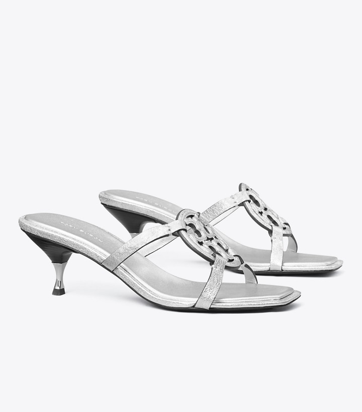 Silver Women\'s Tory Burch Miller Bombé Low Heel Sandals | 51723JBXW