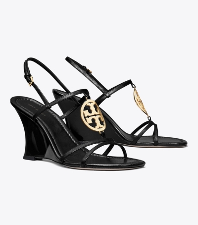 Black Women's Tory Burch Capri Miller Wedge Sandals | 82961ZPEV
