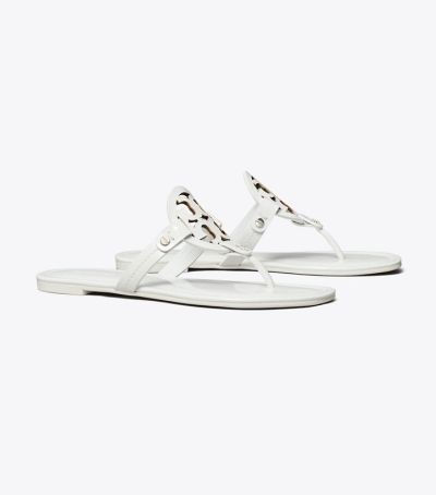 White Women's Tory Burch Miller Patent Leather Sandals | 39874ONYK