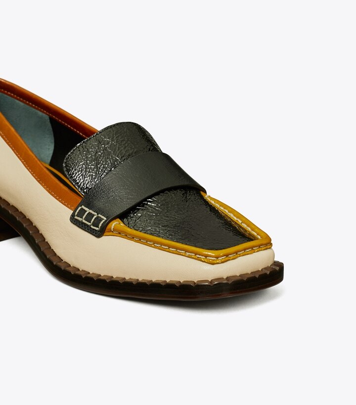 Black Cream Brown Women's Tory Burch 70s Square Loafers | 94275QVNP