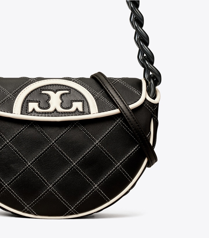 Black Women's Tory Burch Mini Fleming Soft Crescent Bags | 06145QRHG