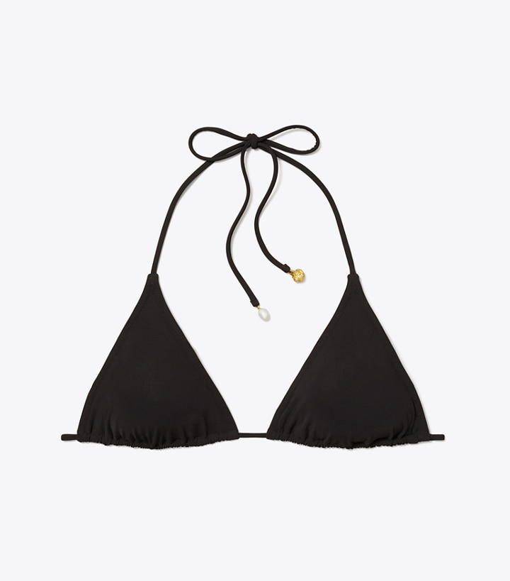 Black Women\'s Tory Burch Solid String Bikini Tops | 67012RWSA