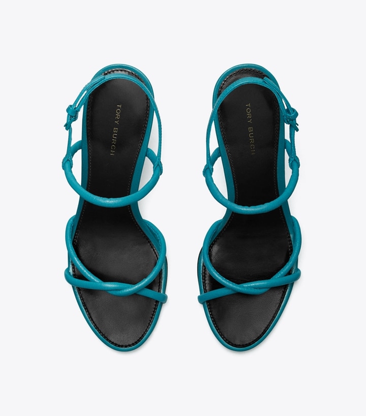 Blue Women's Tory Burch Cylinder Heel Sandals | 03574DVPK