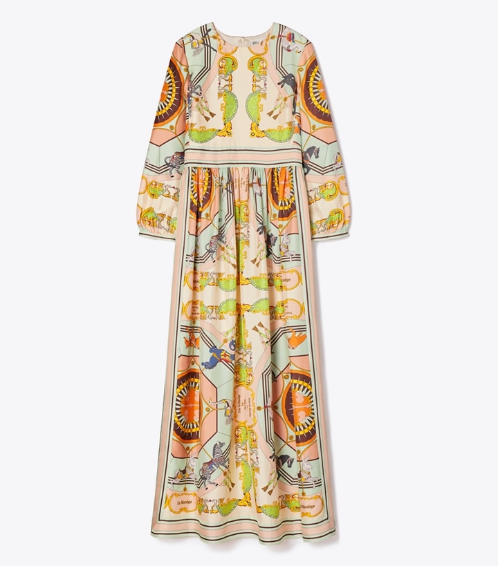 Coral Multicolor Women\'s Tory Burch Printed Silk Dress | 23418EWAM