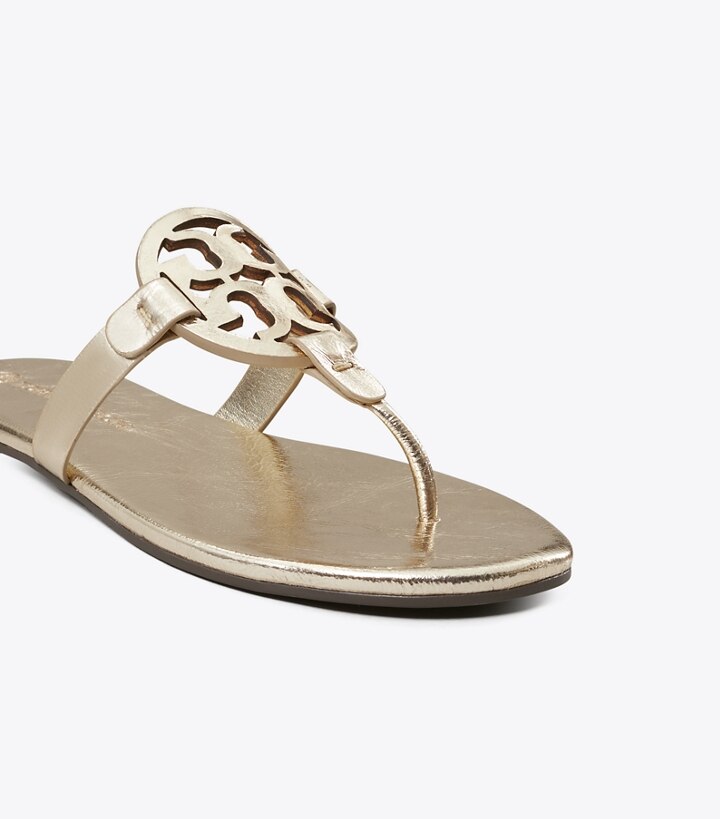 Gold Women's Tory Burch Miller Soft Metallic Sandals | 80971QUMS