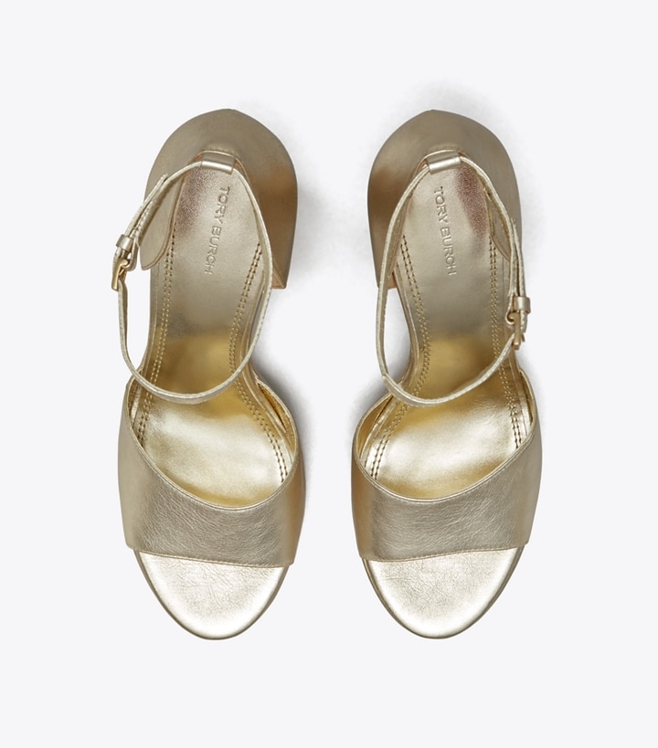 Gold Women's Tory Burch Platform Sandal Heels | 84019ABPM