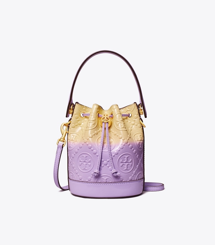 Lavender Women's Tory Burch Mini T Monogram Dip-dye Bucket Bags | 43907AMRY