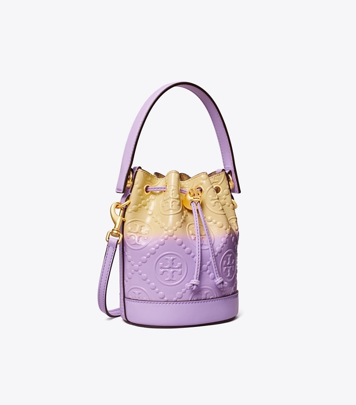 Lavender Women\'s Tory Burch Mini T Monogram Dip-dye Bucket Bags | 43907AMRY