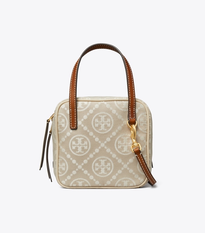 White Women's Tory Burch T Monogram Jacquard Cube Crossbody Bags | 86130UKYG